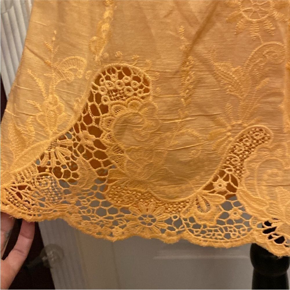 Indian 100% cotton Elegant Orange Lace Trim Dress, M - Picture 9 of 14